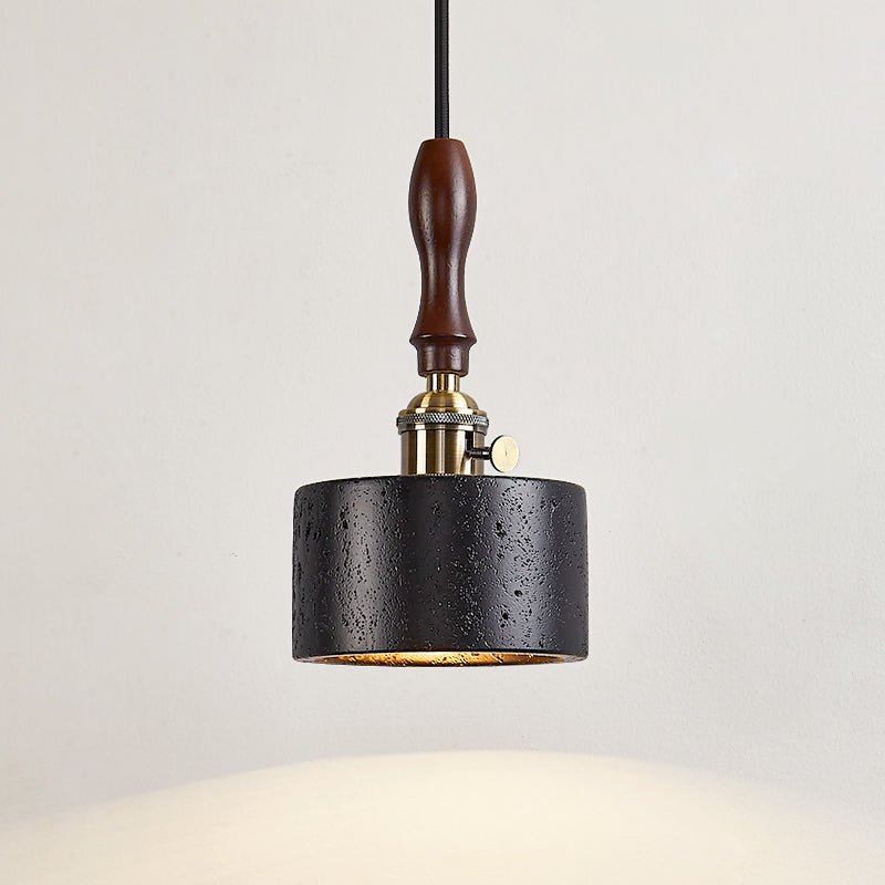 Travertine Mini Pendant Light Walnut and Brass 4.7 in Set of 3