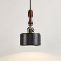 Travertine Mini Pendant Light Walnut and Brass 4.7 in Set of 3