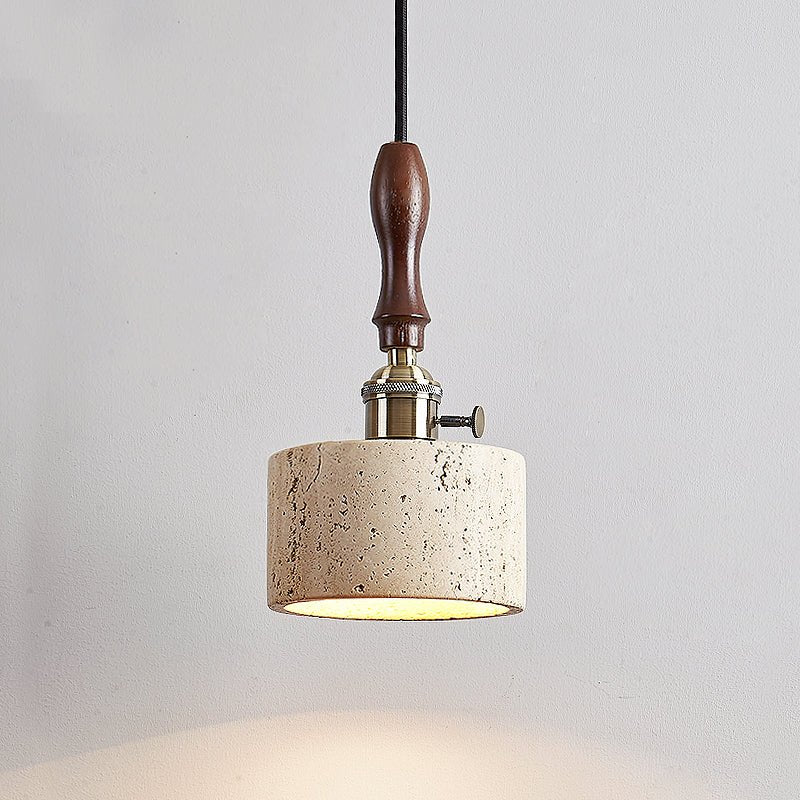 Travertine Mini Pendant Light Walnut and Brass 4.7 in Set of 3