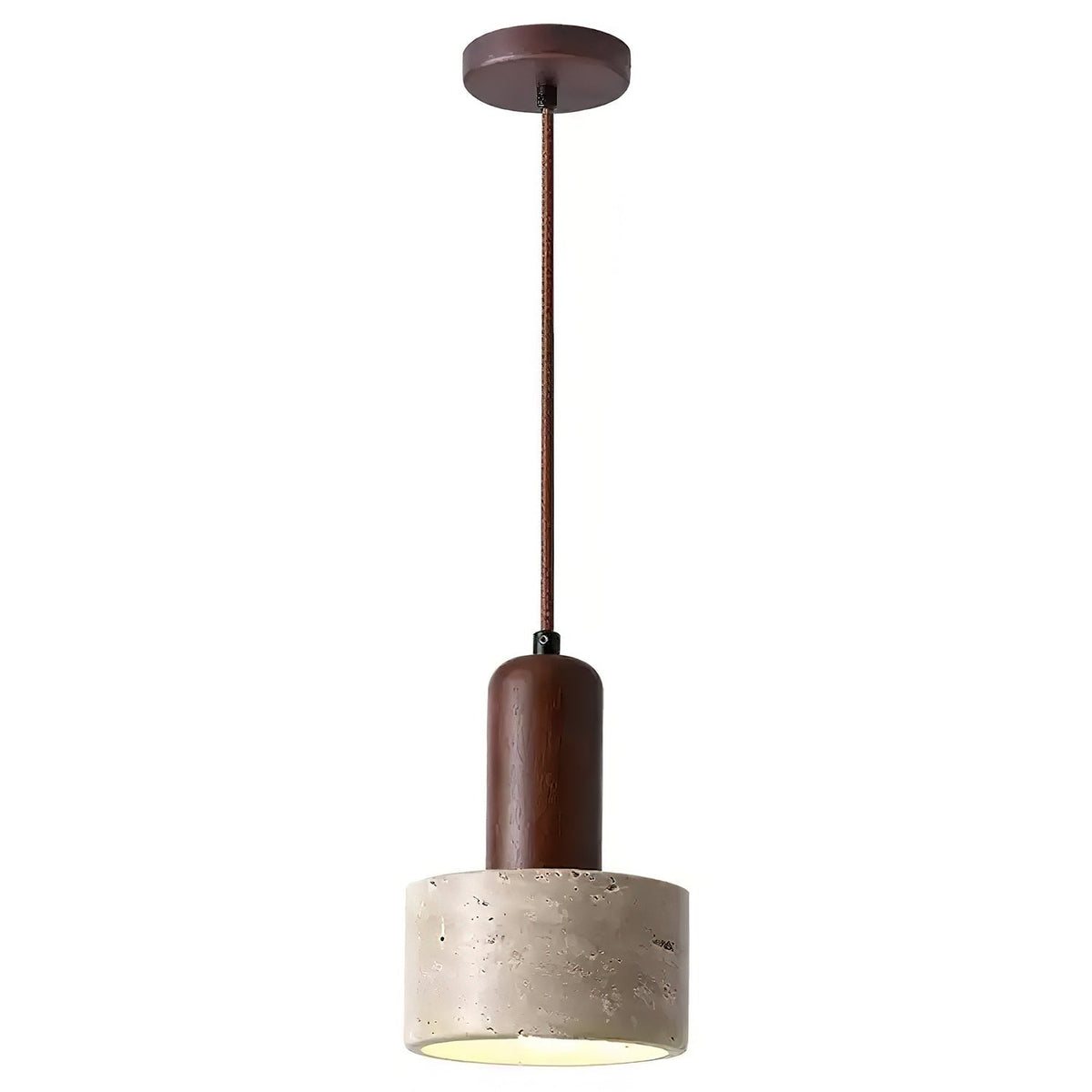 Travertine Mini Pendant Light Walnut Wood 4.7 in