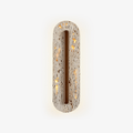 Travertine Oval Wall Sconce Walnut Color Light Slot 13.8 in Set of 2