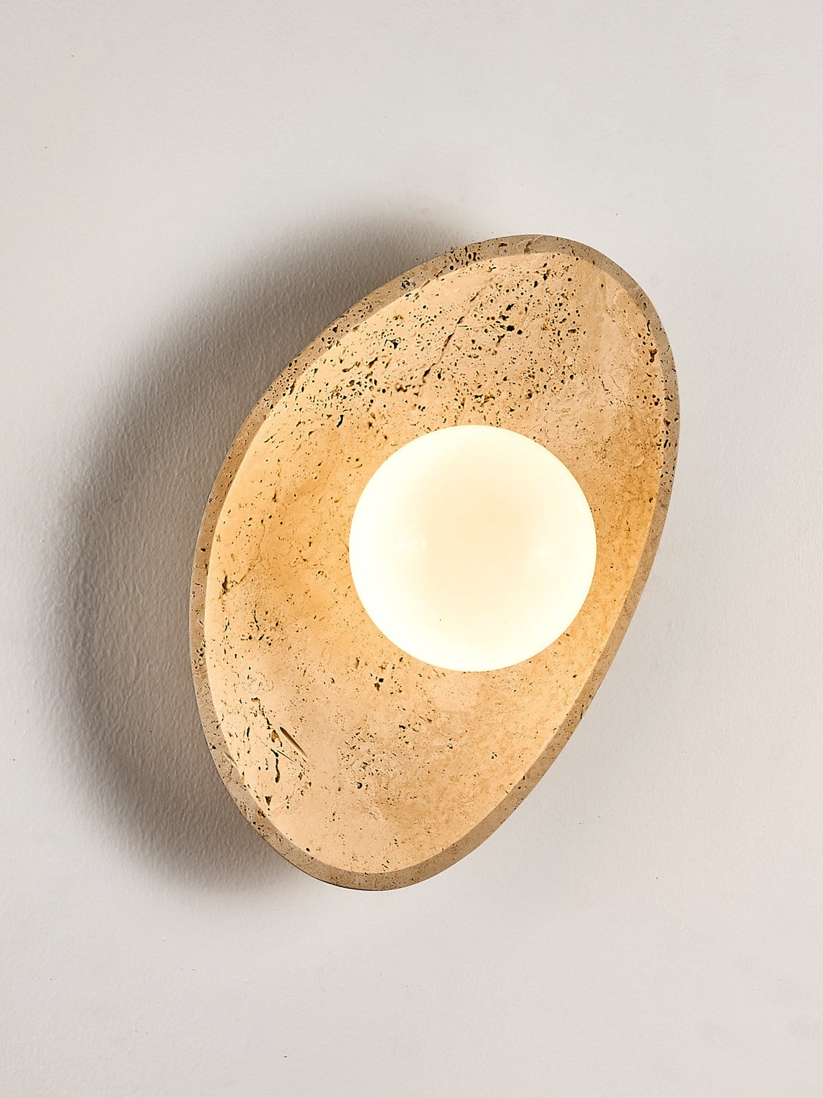 Travertine Pebble Wall Sconce Opal Glass Globe 6.3 x 9.8 in Set of 3