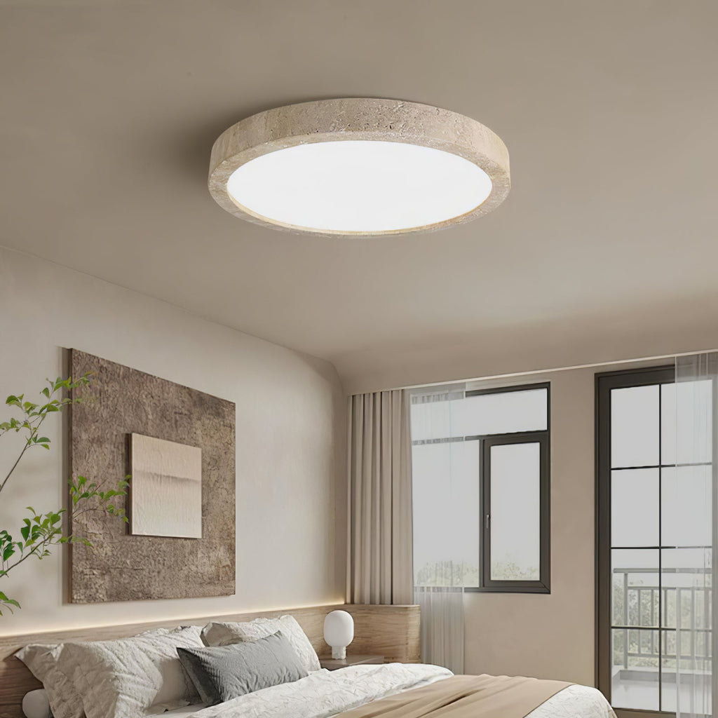 Travertine Ring Ceiling Light Slim Flush Mount 14.9 in Set of 2