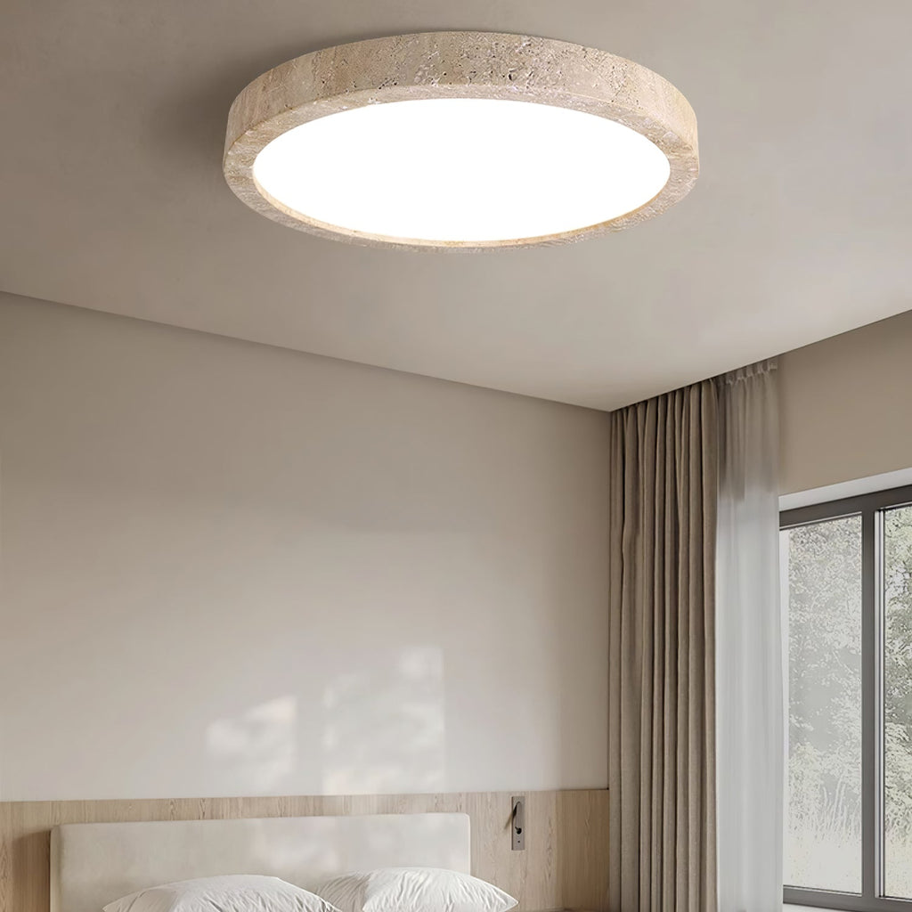 Travertine Ring Ceiling Light Slim Flush Mount 14.9 in Set of 2