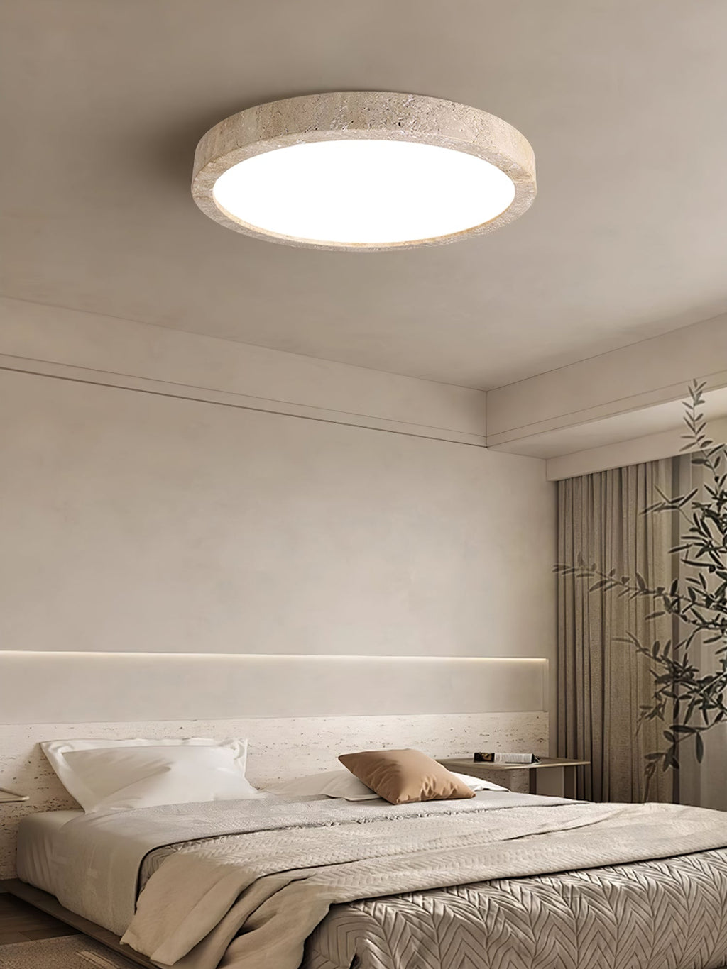 Travertine Ring Ceiling Light Slim Flush Mount 14.9 in Set of 2