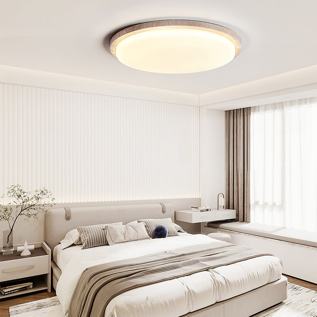 Travertine Ring Ceiling Light Slim Round Flush Mount 12.2 in
