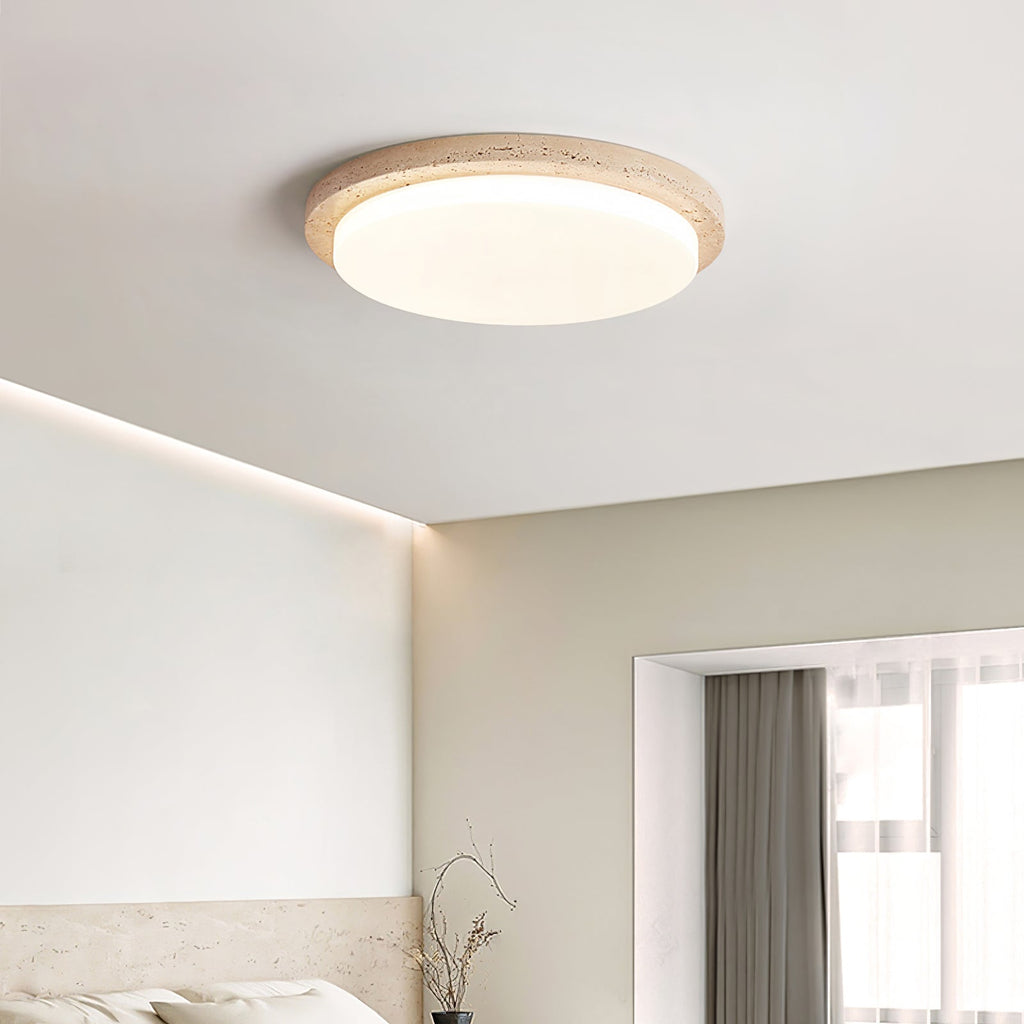 Travertine Ring Ceiling Light Slim Round Flush Mount 12.2 in