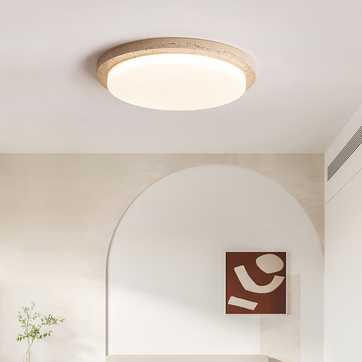 Travertine Ring Ceiling Light Slim Round Flush Mount 12.2 in