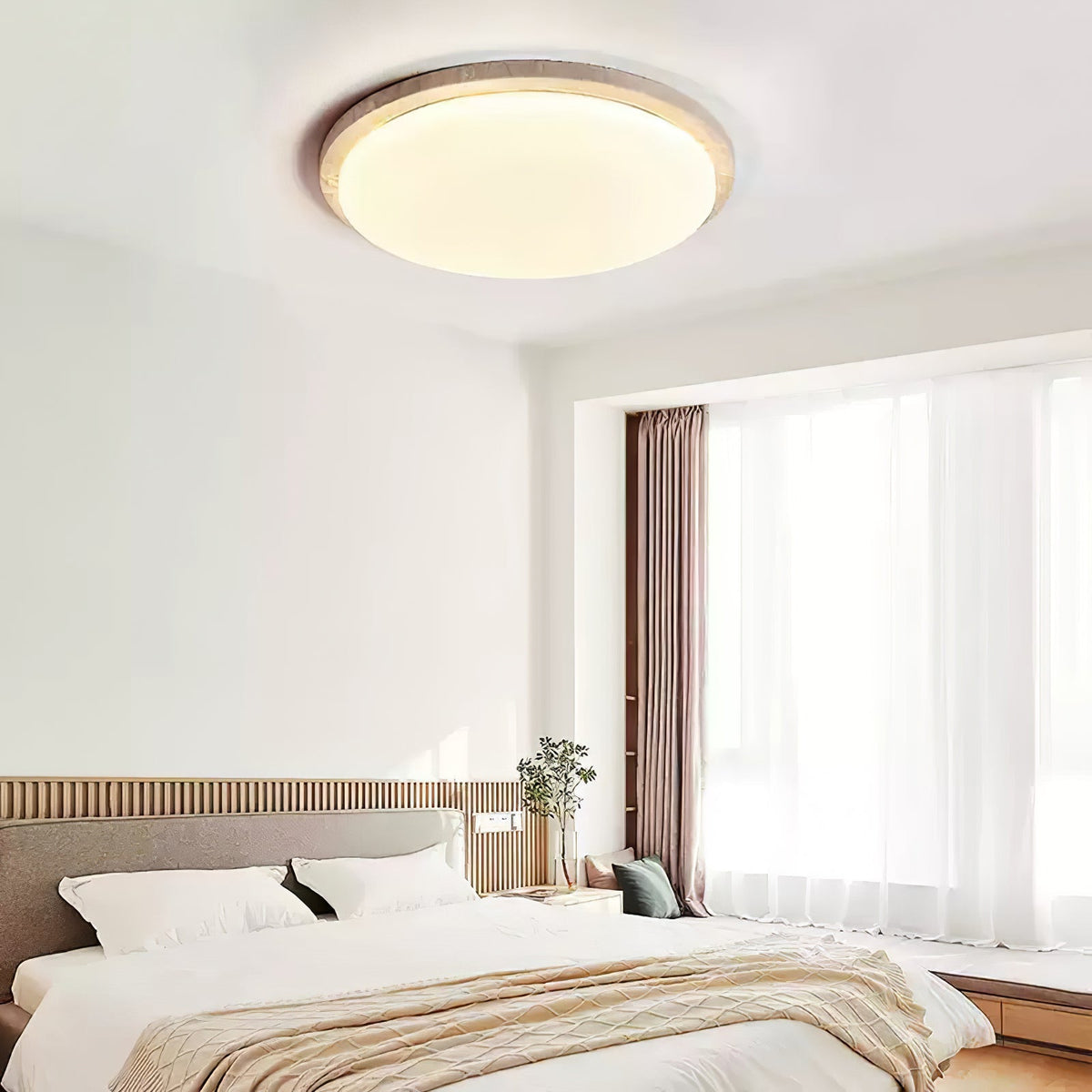 Travertine Ring Ceiling Light Slim Round Flush Mount 12.2 in