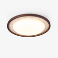 Travertine Ring Ceiling Light Walnut Frame LED 18.5 in Set of 2