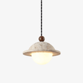 Travertine Saucer Pendant Light Walnut Bead 7.1 in