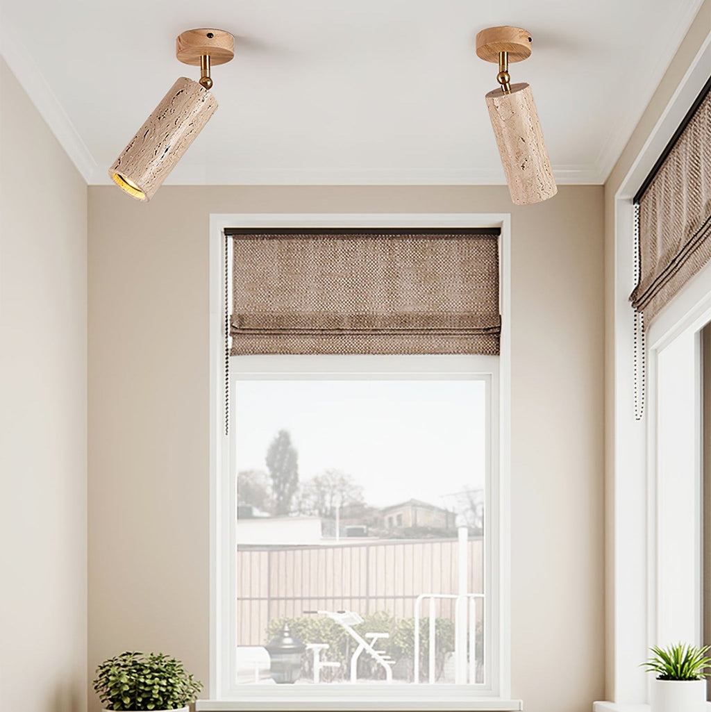 Travertine Stone Spotlight Wood Ceiling Mount 6.3 in