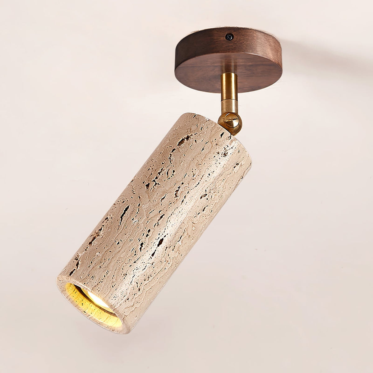 Travertine Stone Spotlight Wood Ceiling Mount 6.3 in