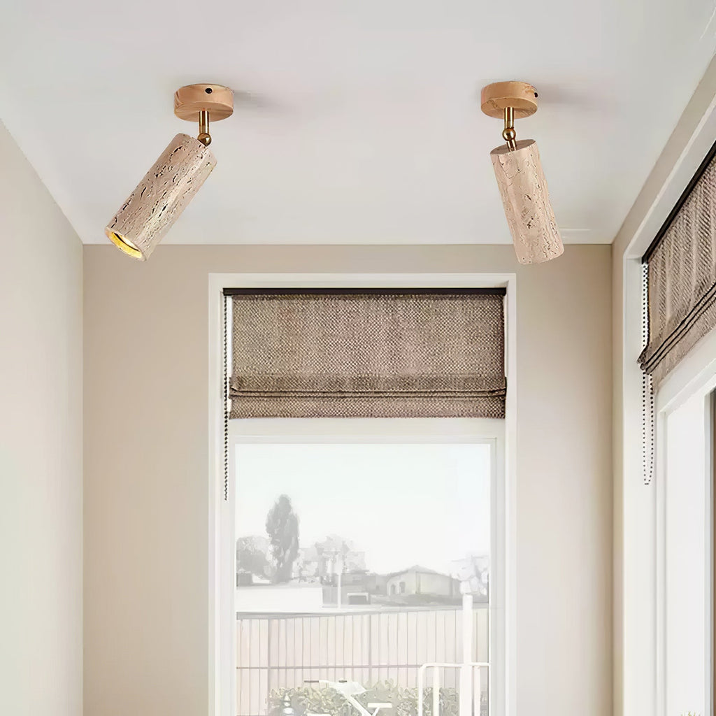 Travertine Stone Spotlight Wood Ceiling Mount 6.3 in