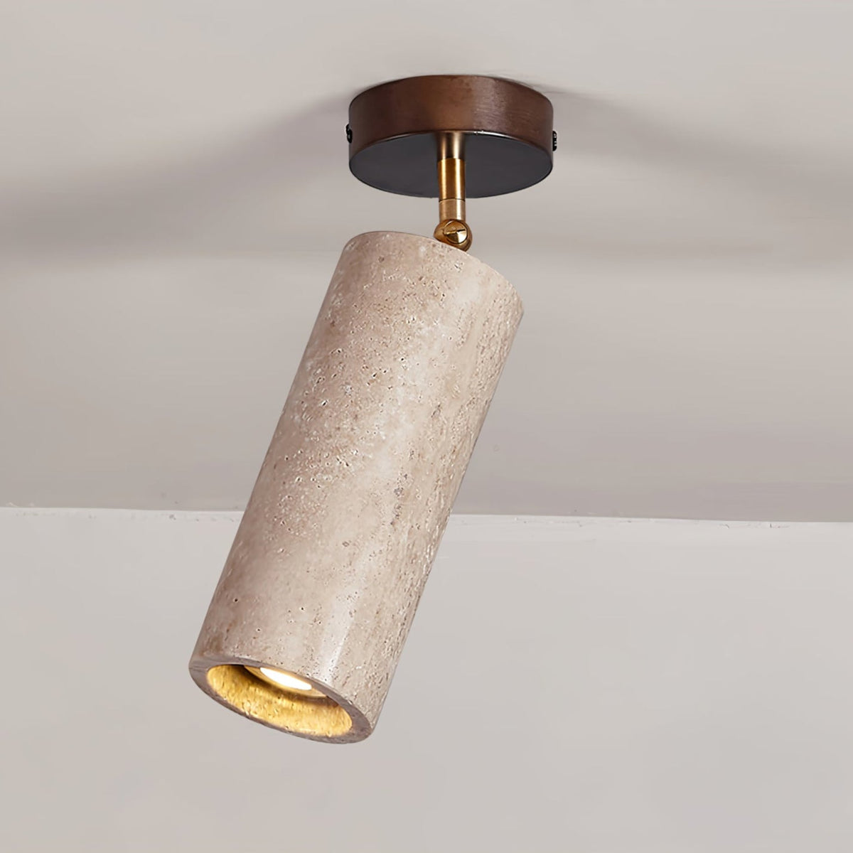 Travertine Stone Spotlight Wood Ceiling Mount 6.3 in