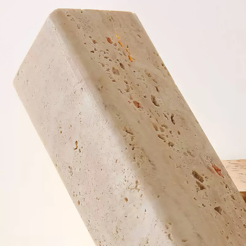 Travertine Wall Lamp Angled Stone Bar on Wood 7.1 in Set of 2