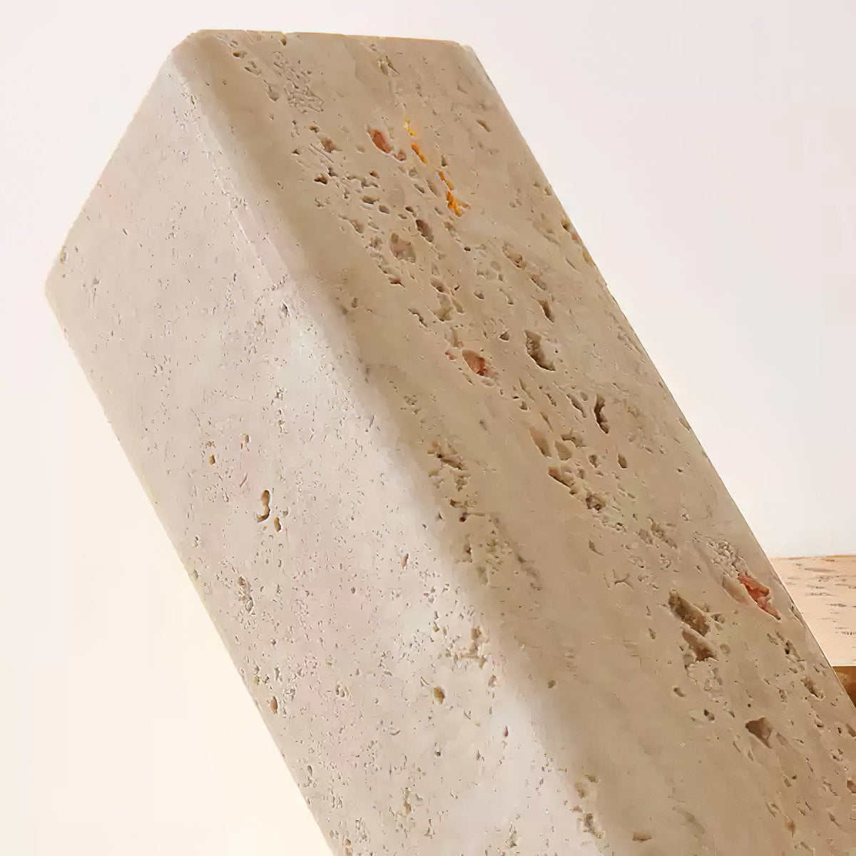 Travertine Wall Lamp Angled Stone Bar on Wood 7.1 in Set of 2