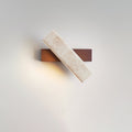 Travertine Wall Lamp Angled Stone Bar on Wood 7.1 in Set of 2