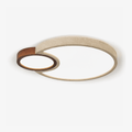 Travertine Walnut LED Flush Ceiling Light Double Ring 20.5 in Set of 2