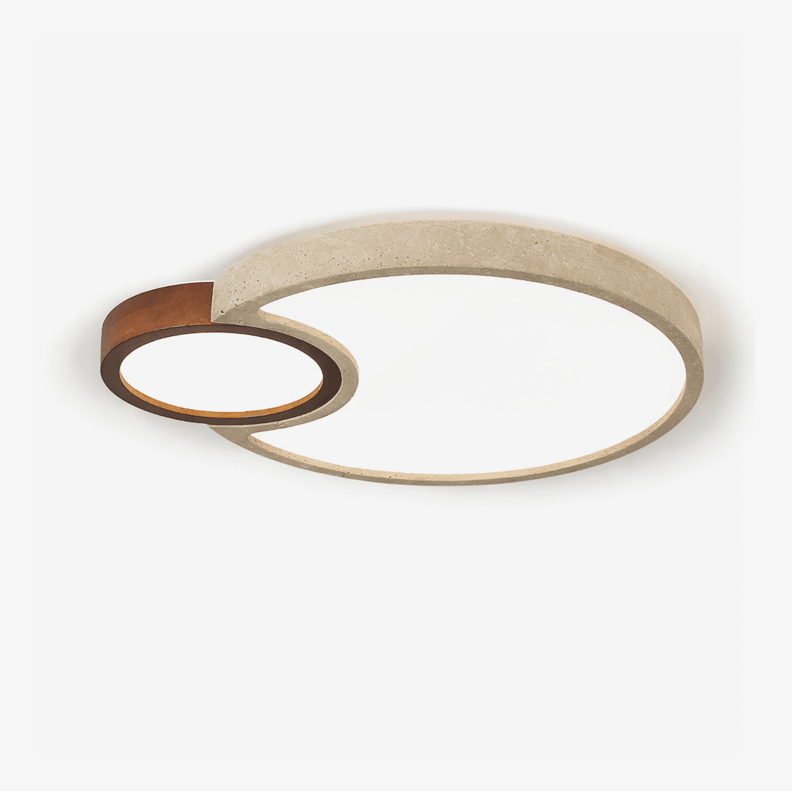 Travertine Walnut LED Flush Ceiling Light Double Ring 20.5 in Set of 2