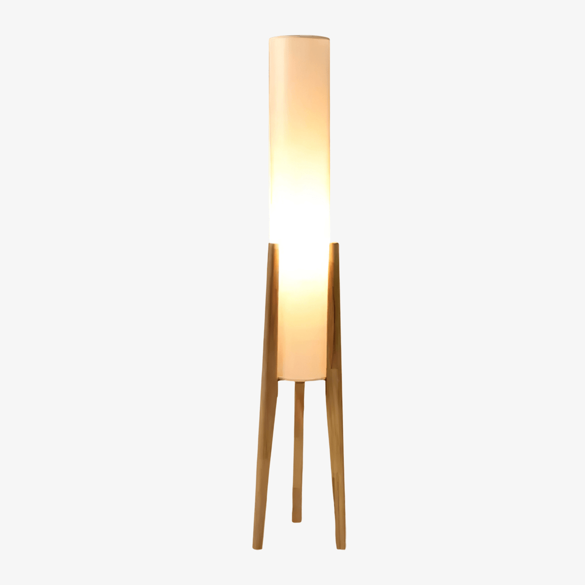 Tripod Wood Floor Lamp White Cylinder Shade 51.2 in Set of 3