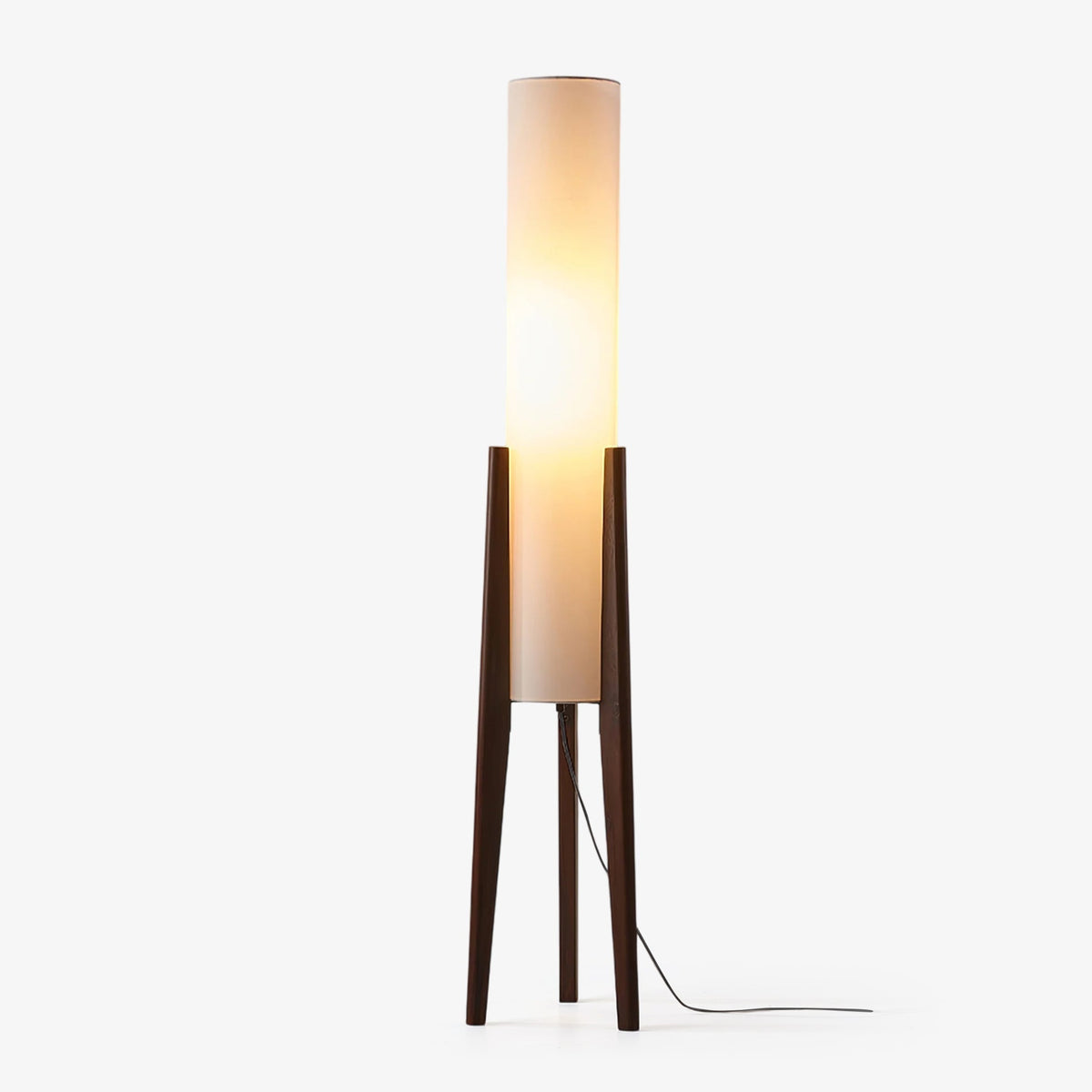 Tripod Wood Floor Lamp White Cylinder Shade 51.2 in Set of 3