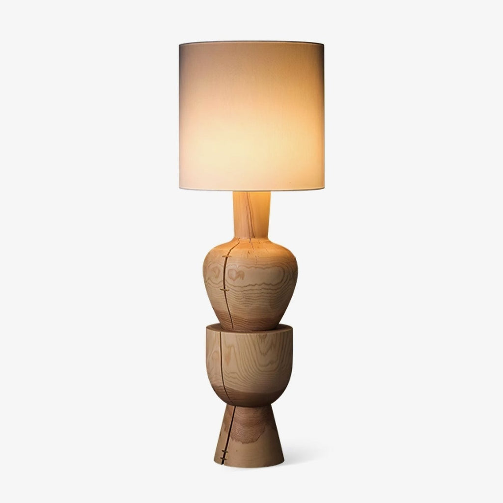 Turned Solid Wood Floor Lamp Fabric Drum Shade 51.9 in Set of 2