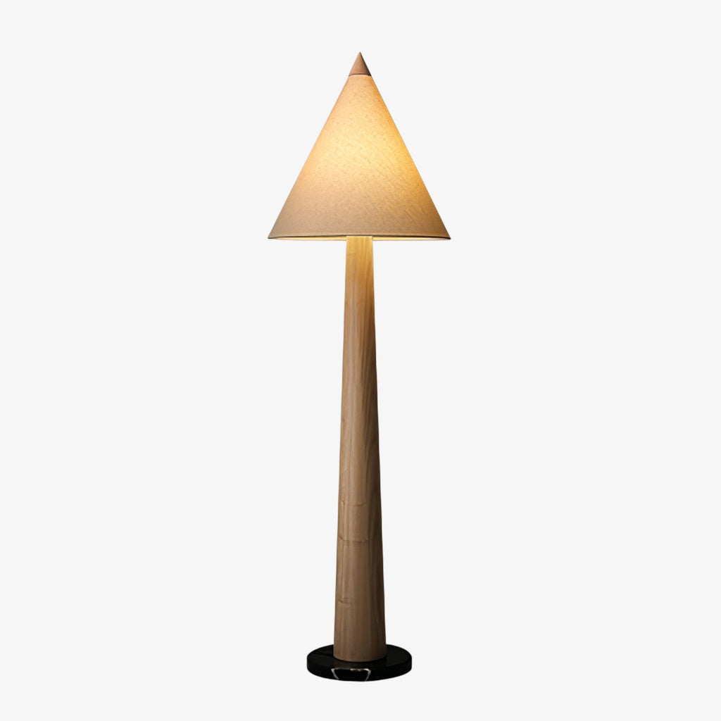 Turned Wood Floor Lamp Cone Linen Shade 66.9 in Set of 3