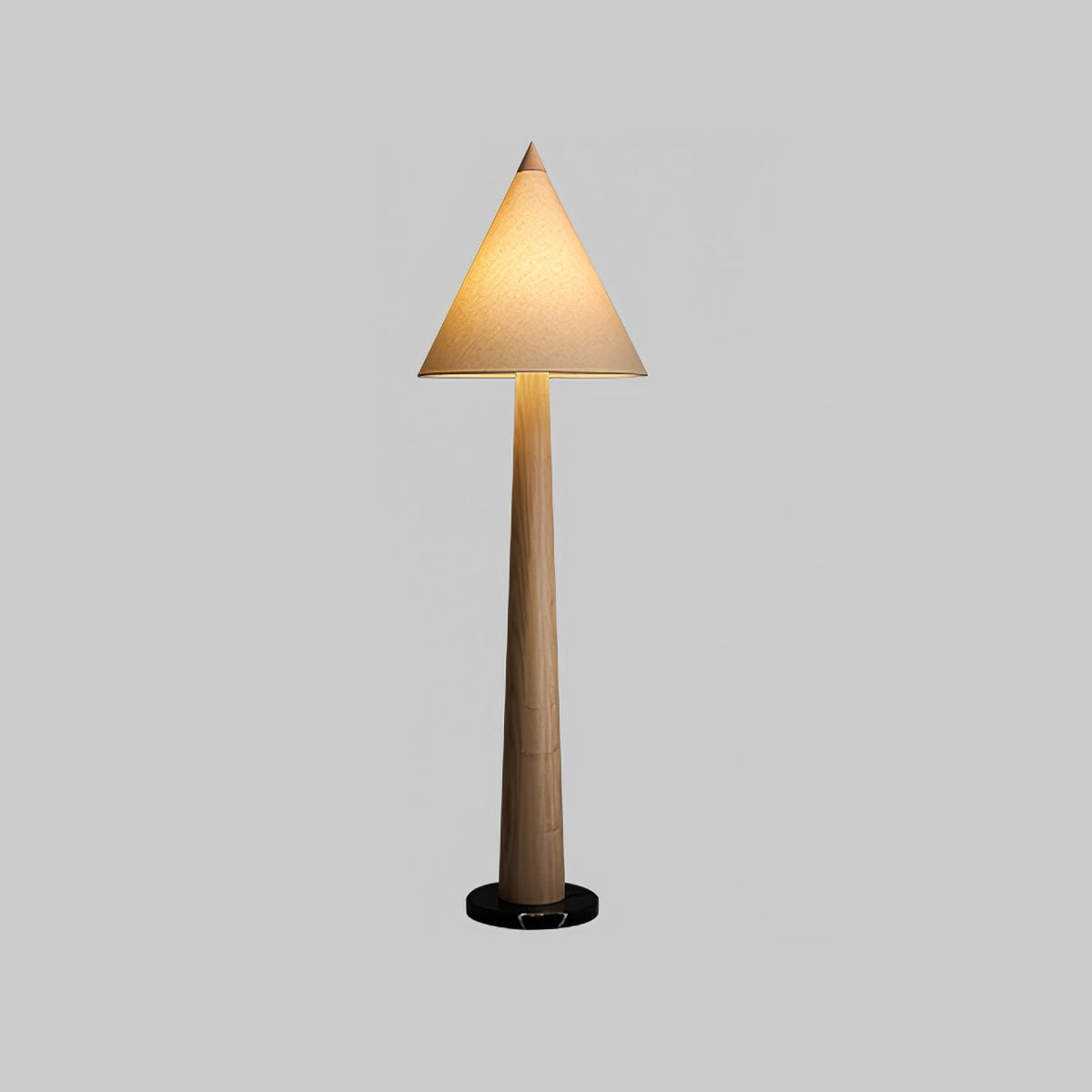 Turned Wood Floor Lamp Cone Linen Shade 66.9 in Set of 3