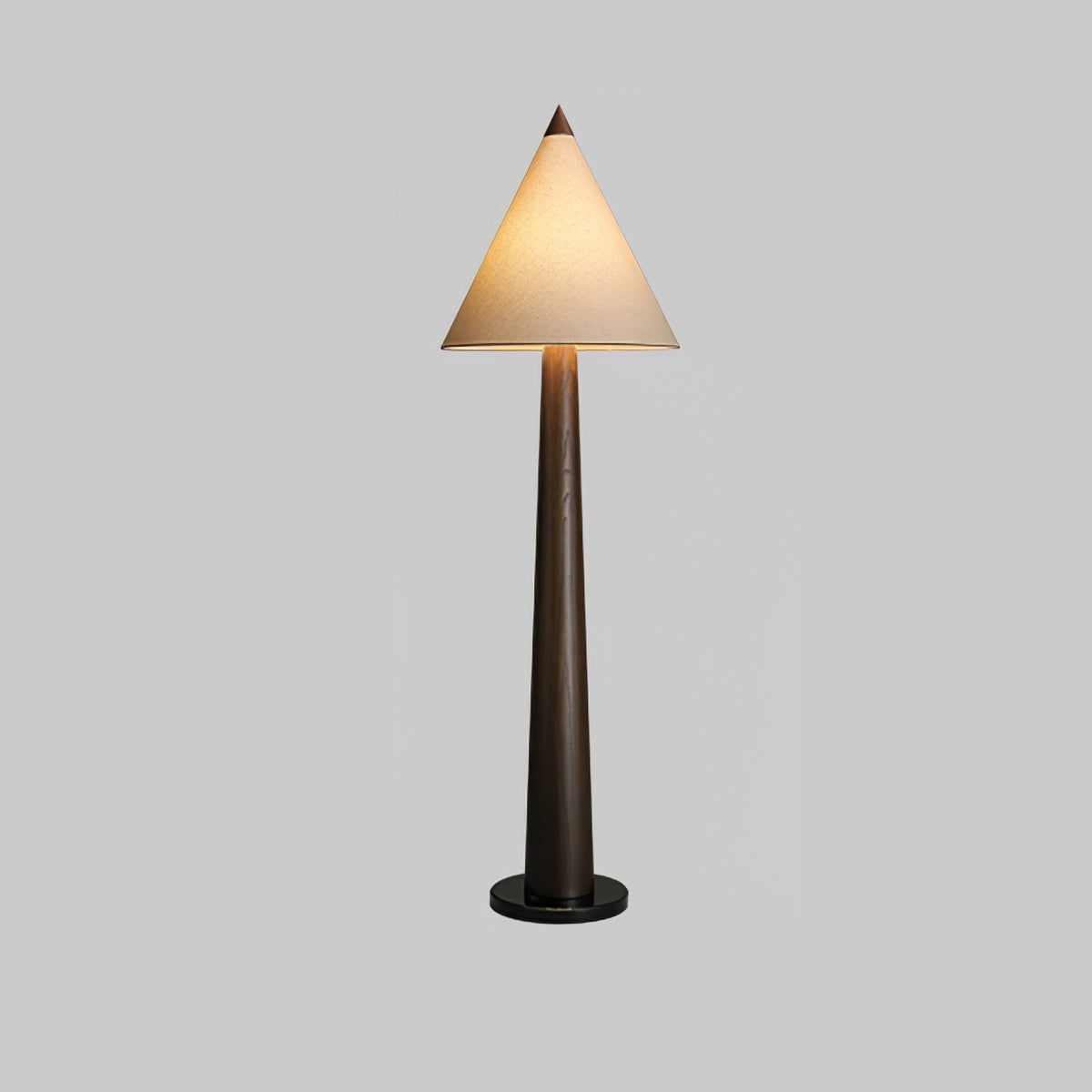 Turned Wood Floor Lamp Cone Linen Shade 66.9 in Set of 3