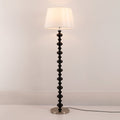 Turned Wood Floor Lamp White Fabric Shade 59.1 in Set of 2