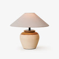Two Tone Ceramic Table Lamp Beige Base Linen Shade 15.7 in Set of 3