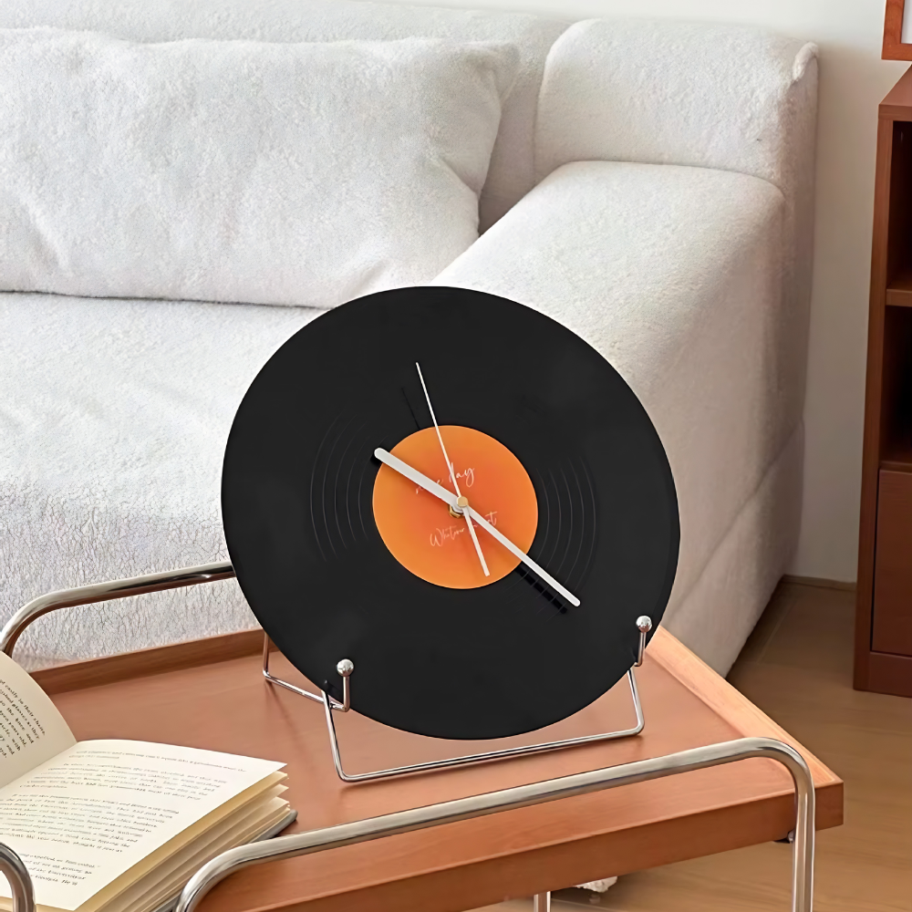 Vinyl Record Clock 11.8 in with Tabletop Stand