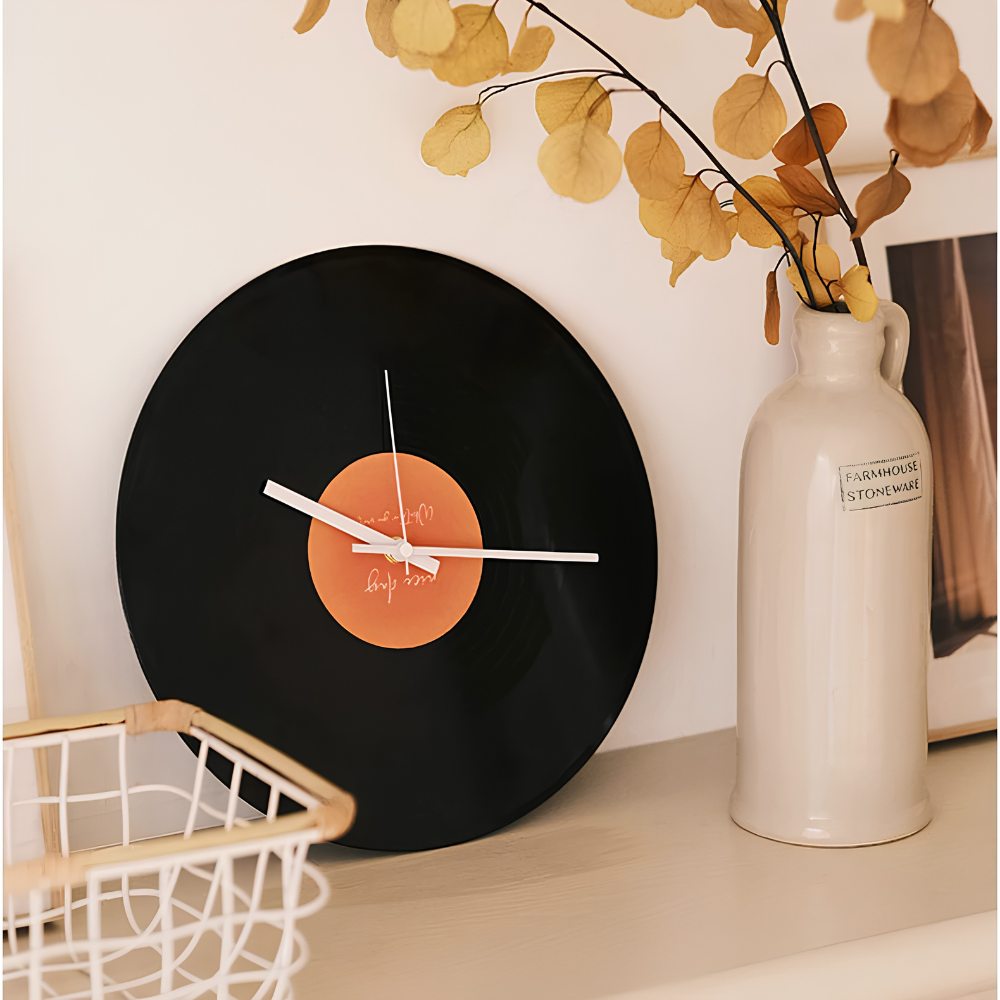 Vinyl Record Clock 11.8 in with Tabletop Stand