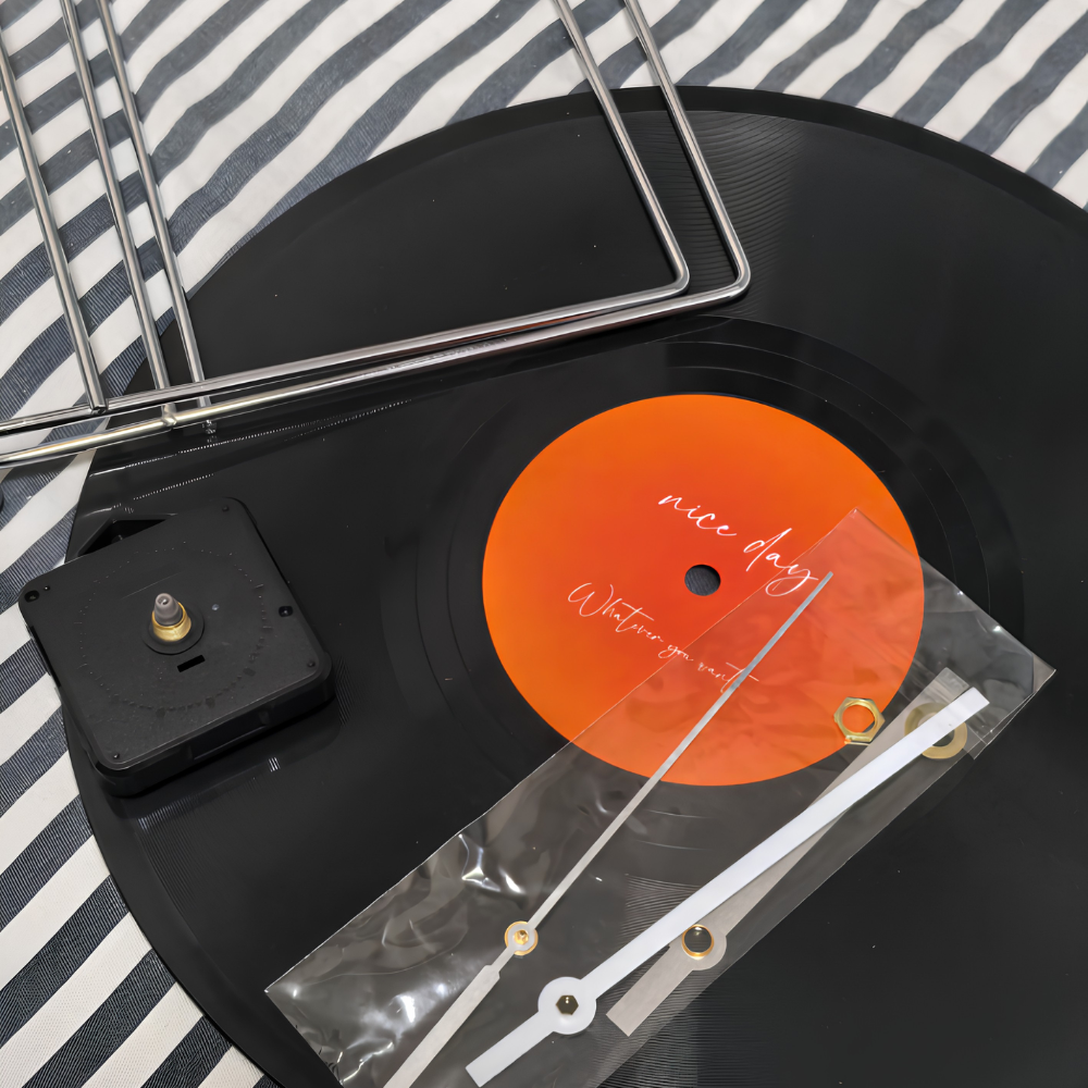 Vinyl Record Clock 11.8 in with Tabletop Stand