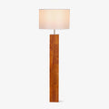 Walnut Wood Column Floor Lamp White Drum Shade 47.2 in
