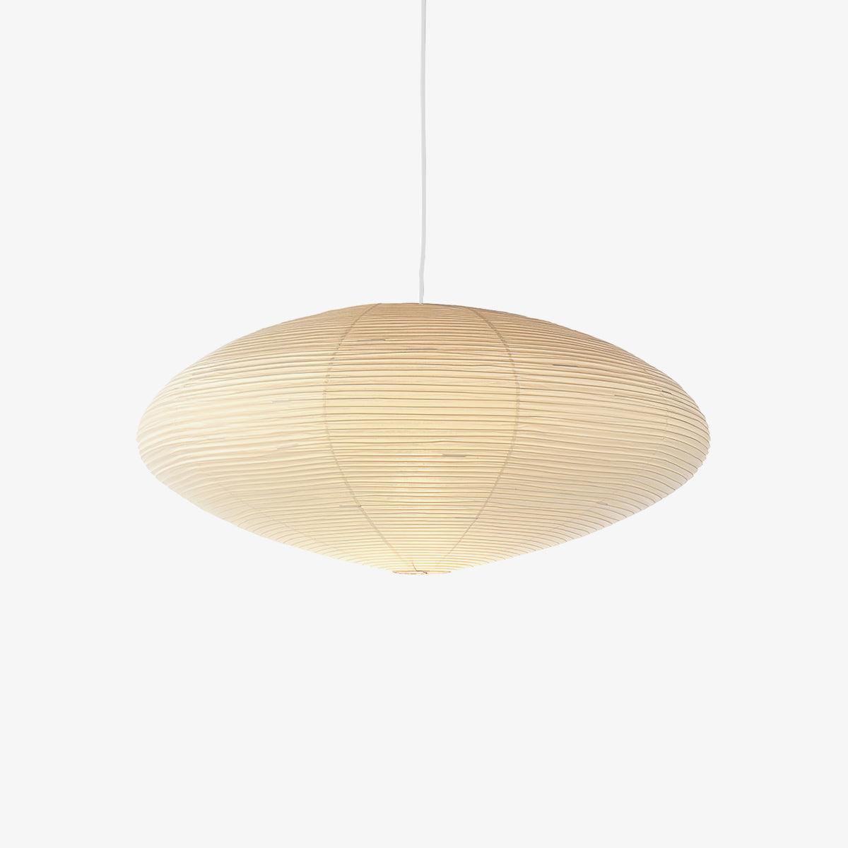 Washi Paper Pendant Light Wide Oval Shade White 17.7 in
