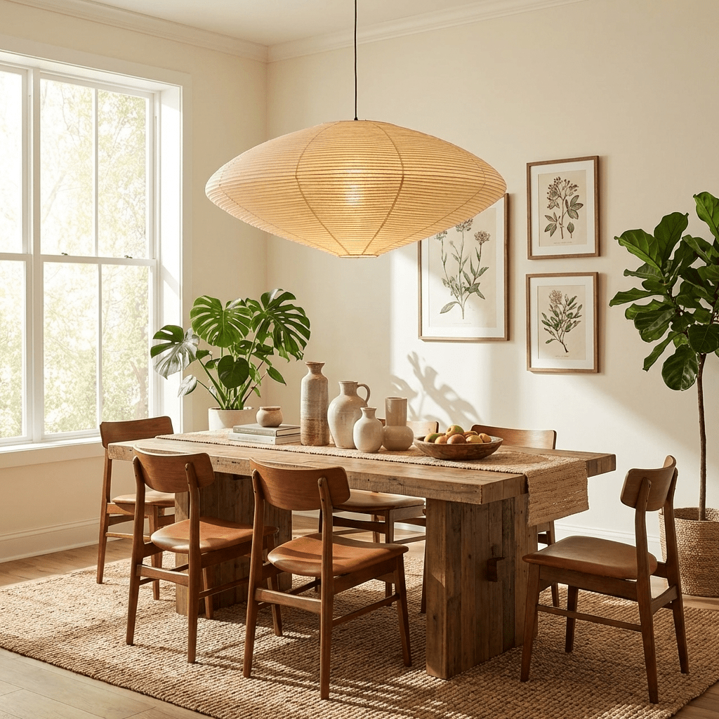 Washi Paper Pendant Light Wide Oval Shade White 17.7 in