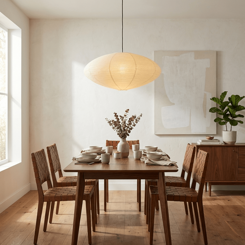 Washi Paper Pendant Light Wide Oval Shade White 17.7 in