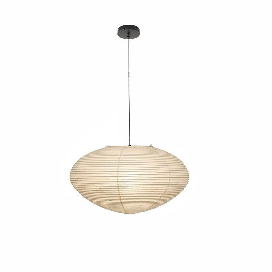 Washi Paper Pendant Light Wide Oval Shade White 17.7 in