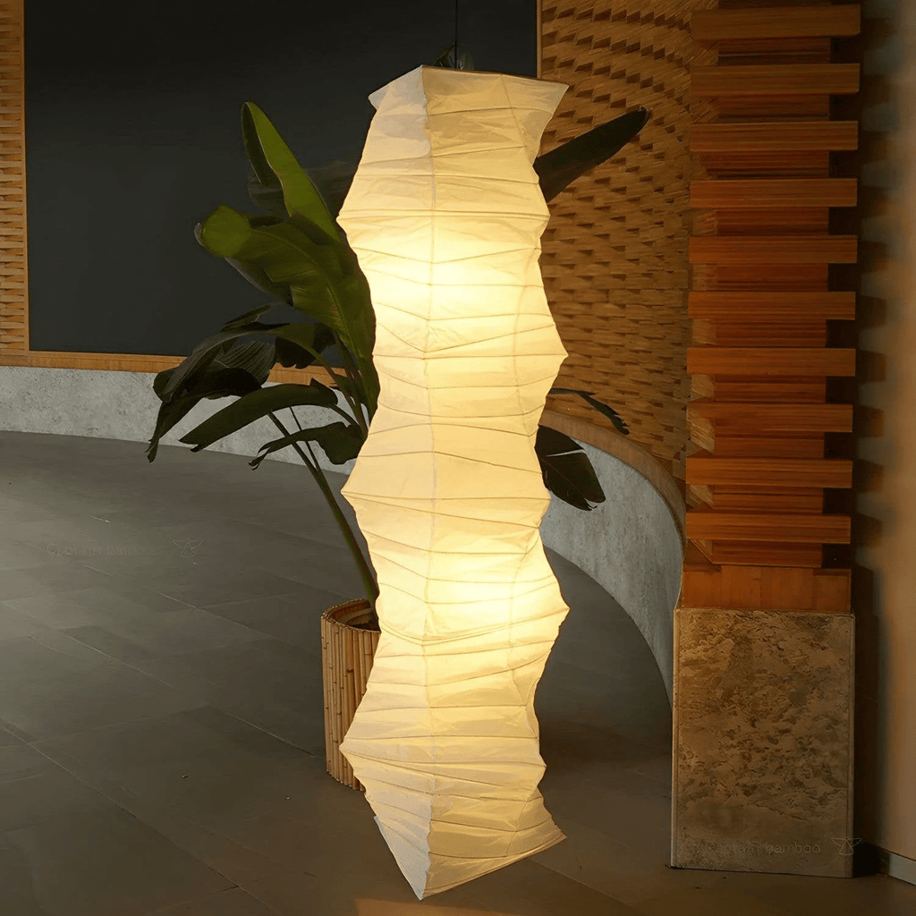 Washi Paper Swag Pendant Light Plug In Column Shade 15 in Set of 3