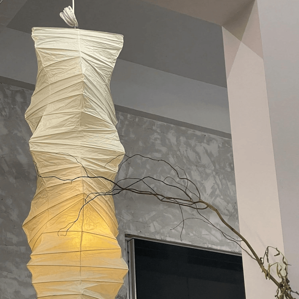 Washi Paper Swag Pendant Light Plug In Column Shade 15 in Set of 3