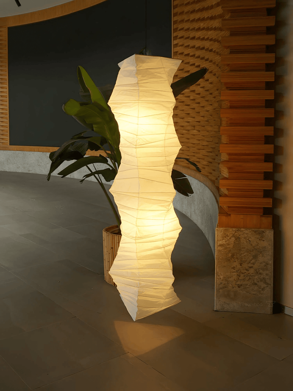 Washi Paper Swag Pendant Light Plug In Column Shade 15 in Set of 3