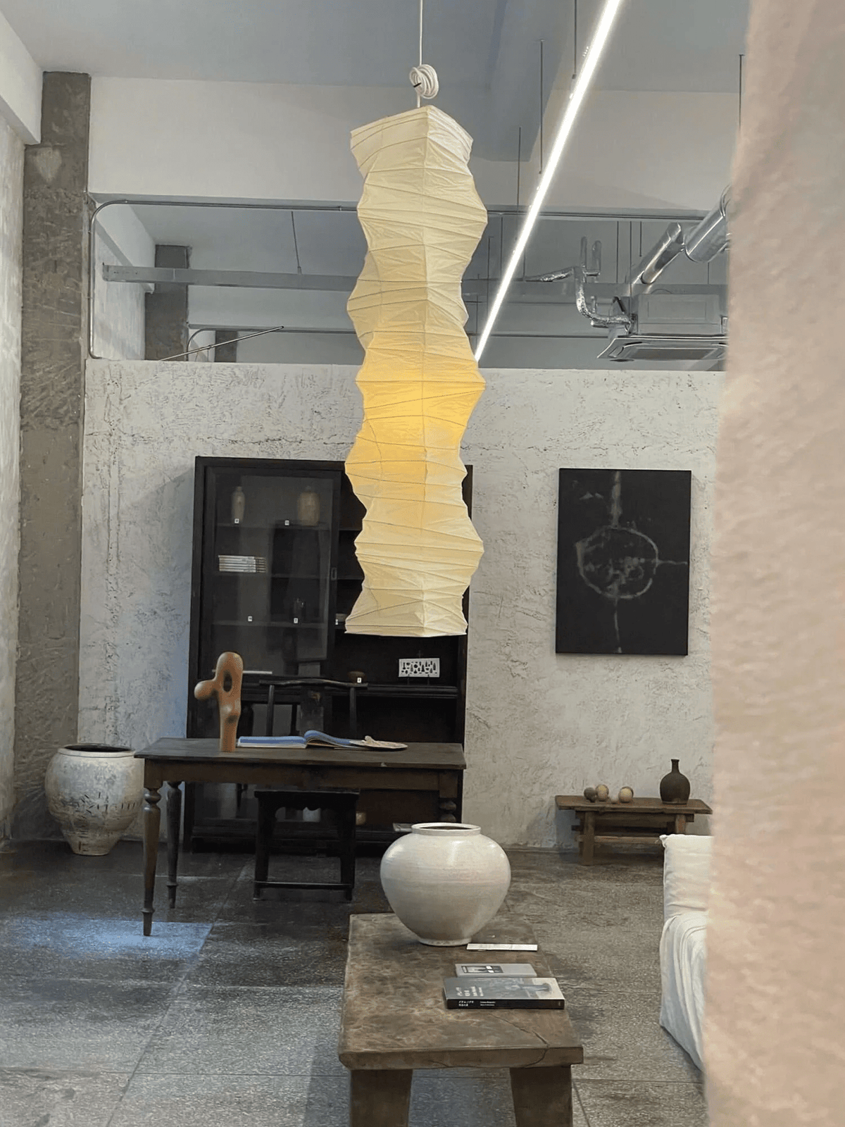 Washi Paper Swag Pendant Light Plug In Column Shade 15 in Set of 3