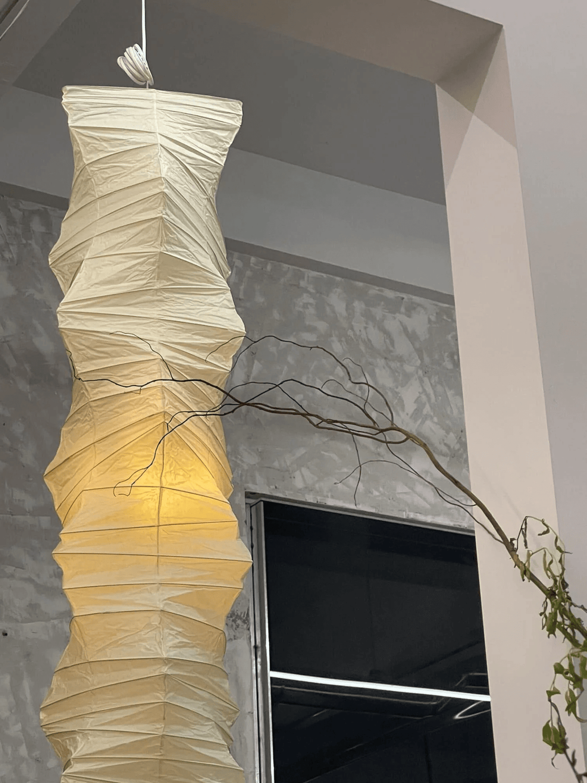 Washi Paper Swag Pendant Light Plug In Column Shade 15 in Set of 3