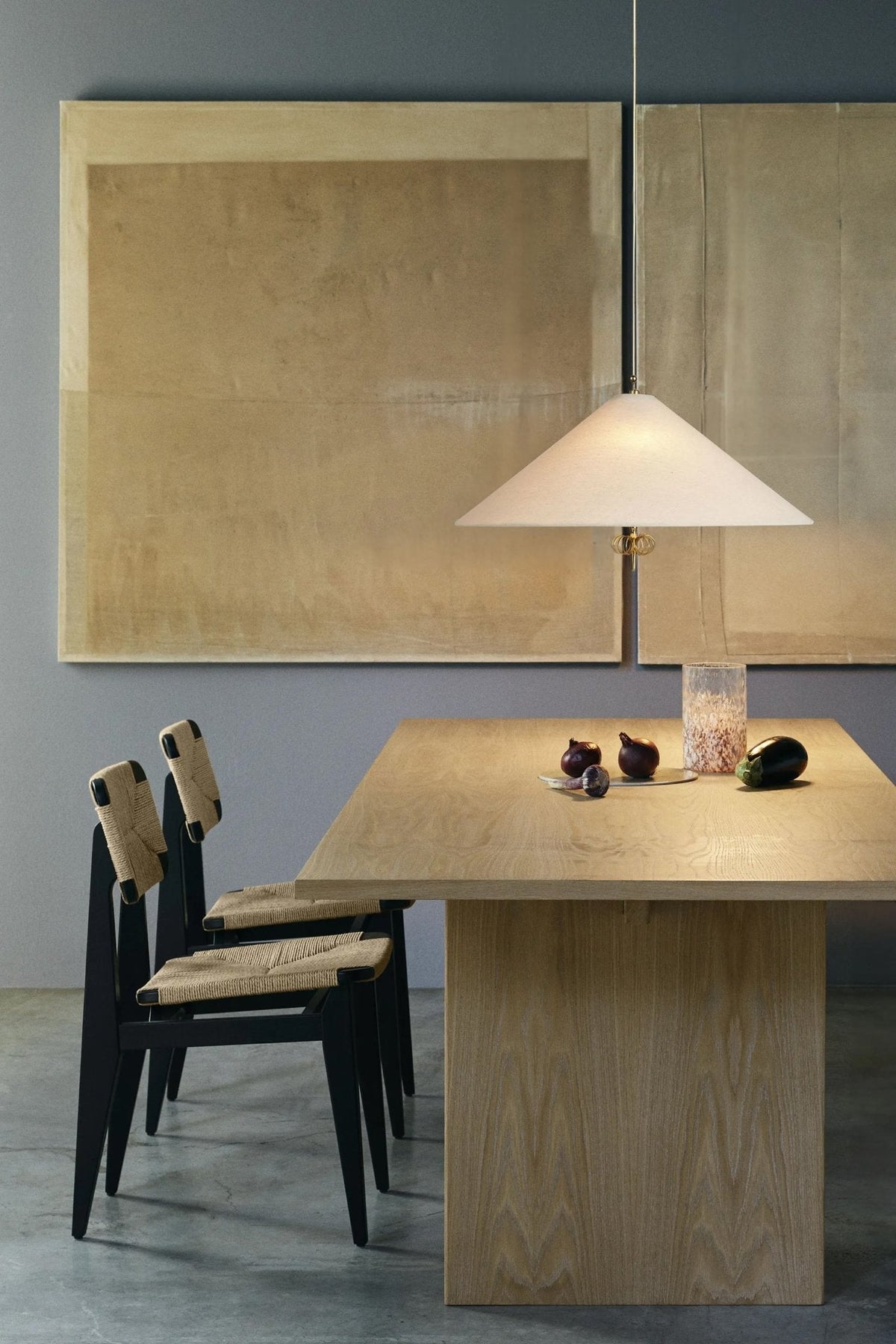 Wide Cone Pendant Light Gold Finial 24.8 in