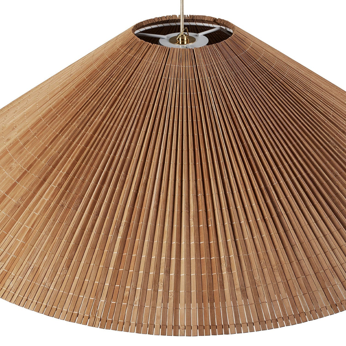 Wide Cone Pendant Light Gold Finial 24.8 in
