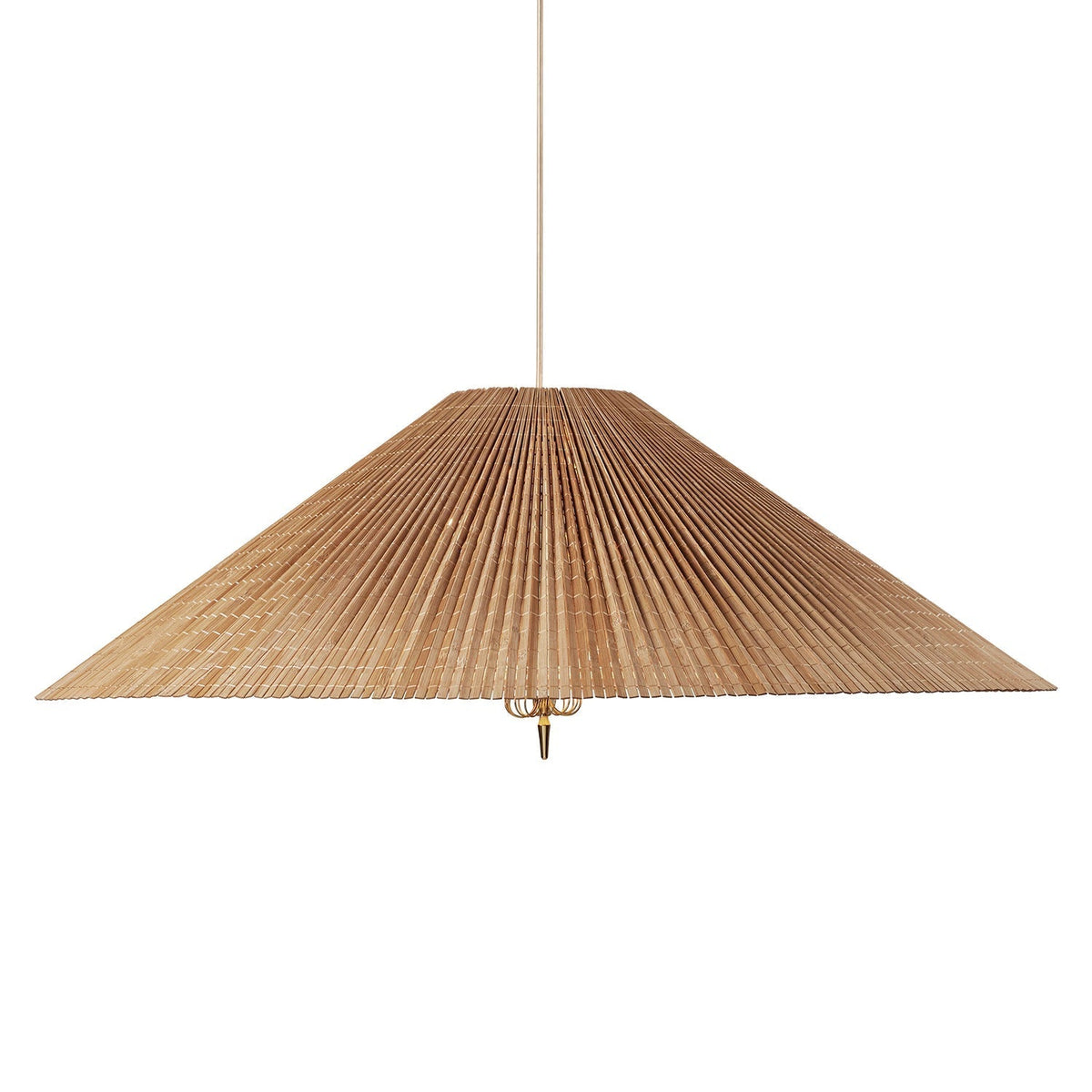 Wide Cone Pendant Light Gold Finial 24.8 in