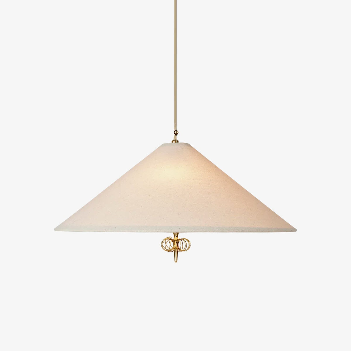 Wide Cone Pendant Light Gold Finial 24.8 in