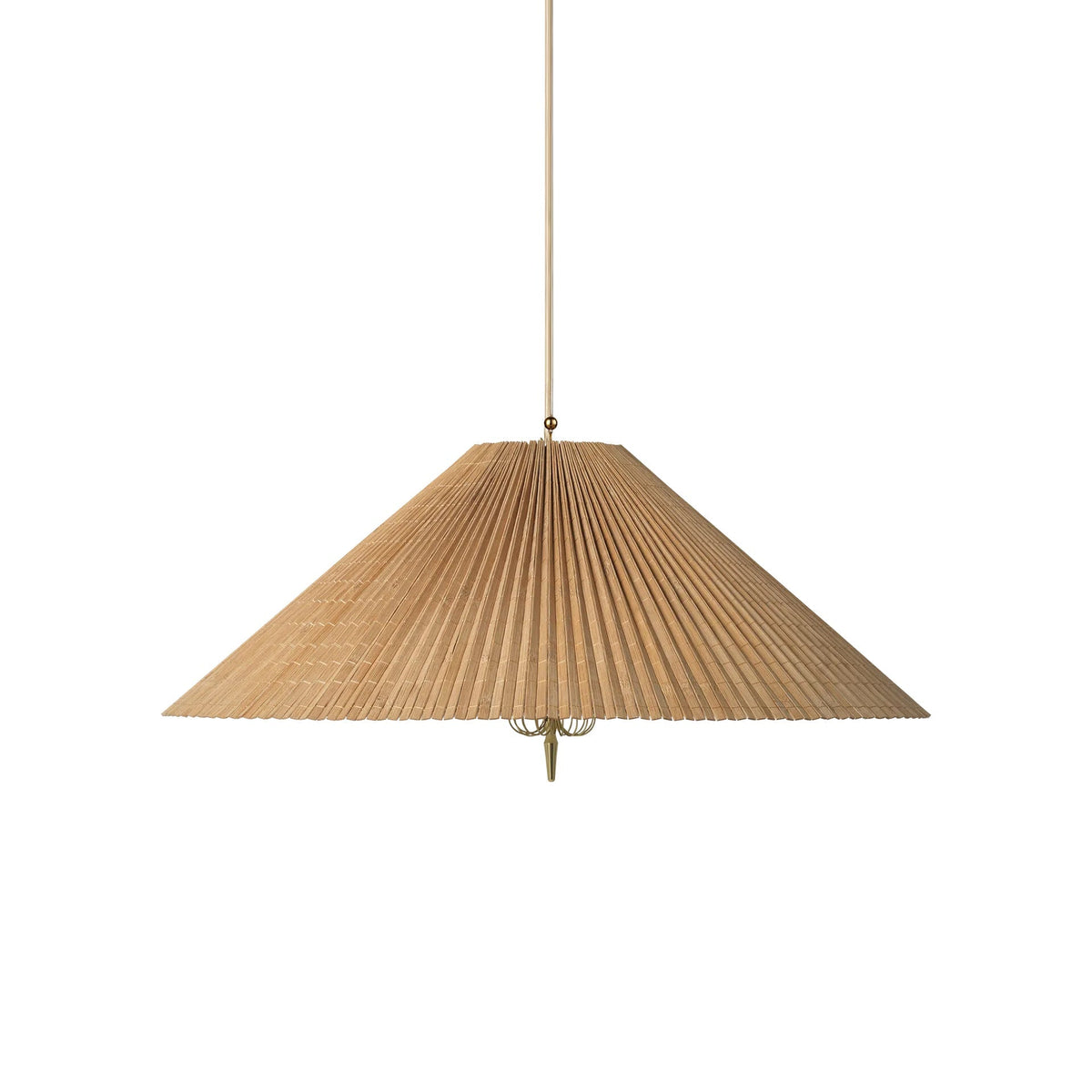 Wide Cone Pendant Light Gold Finial 24.8 in